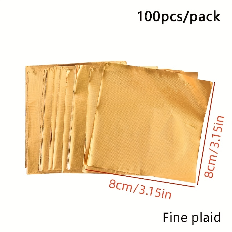 4- 100x Paquete de dulces Papel Aluminio Envoltorios de hojalata Dorado 8 x  8cm Sunnimix Envoltorios cuadrados de aluminio