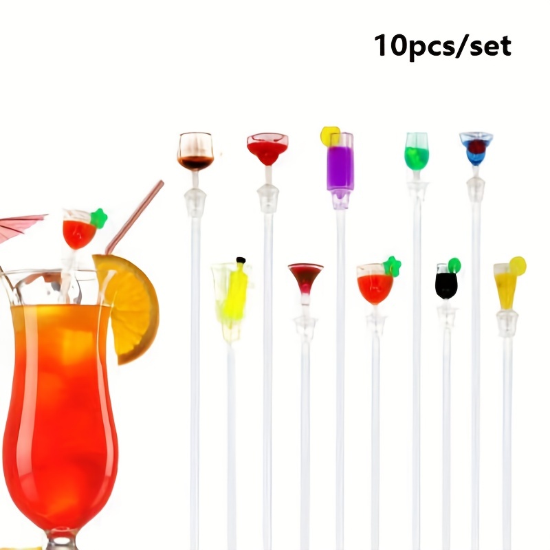 10pcs 23cm Acrylic Cocktail Stirrers Kitchen Bar Tool Juice Party Drink  Mixer Swizzle Stick Wine Agitators