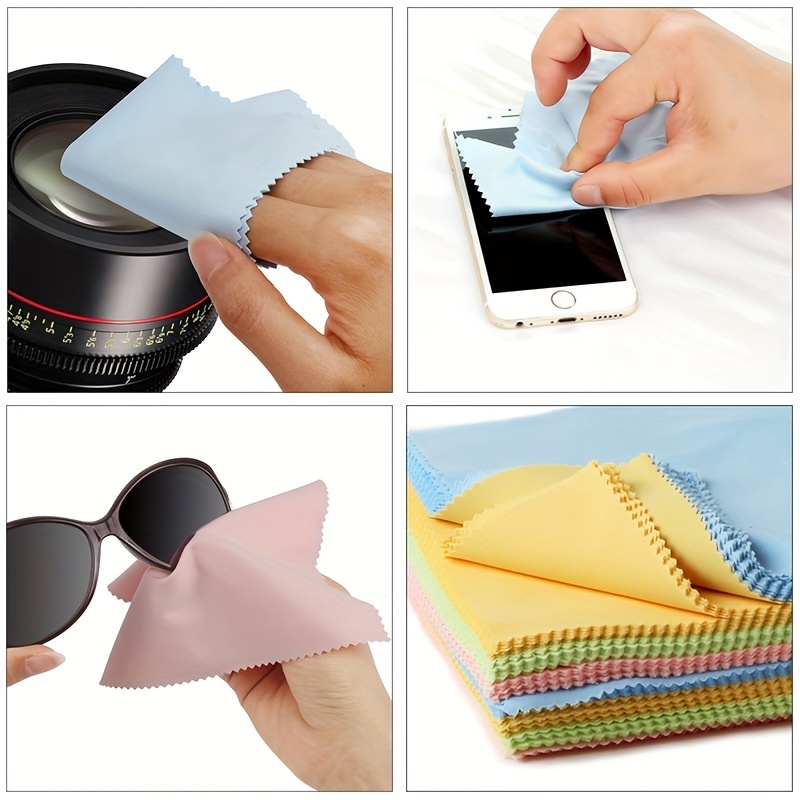 8 Pack Larger Microfiber Cleaning Cloths (8 x 8) Multicolor Glasses  Cleaning Cloth for Eyeglasses, Camera Lens, Cell Phones, Laptops, LCD TV  Screens