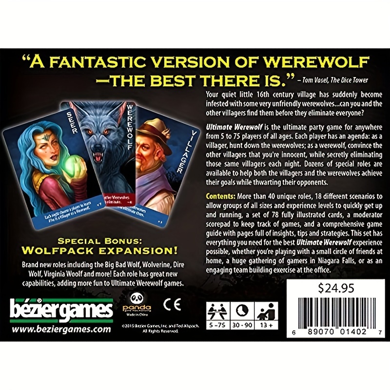 Ultimate Werewolf Family Board Game Super Bonus Card Party Edition