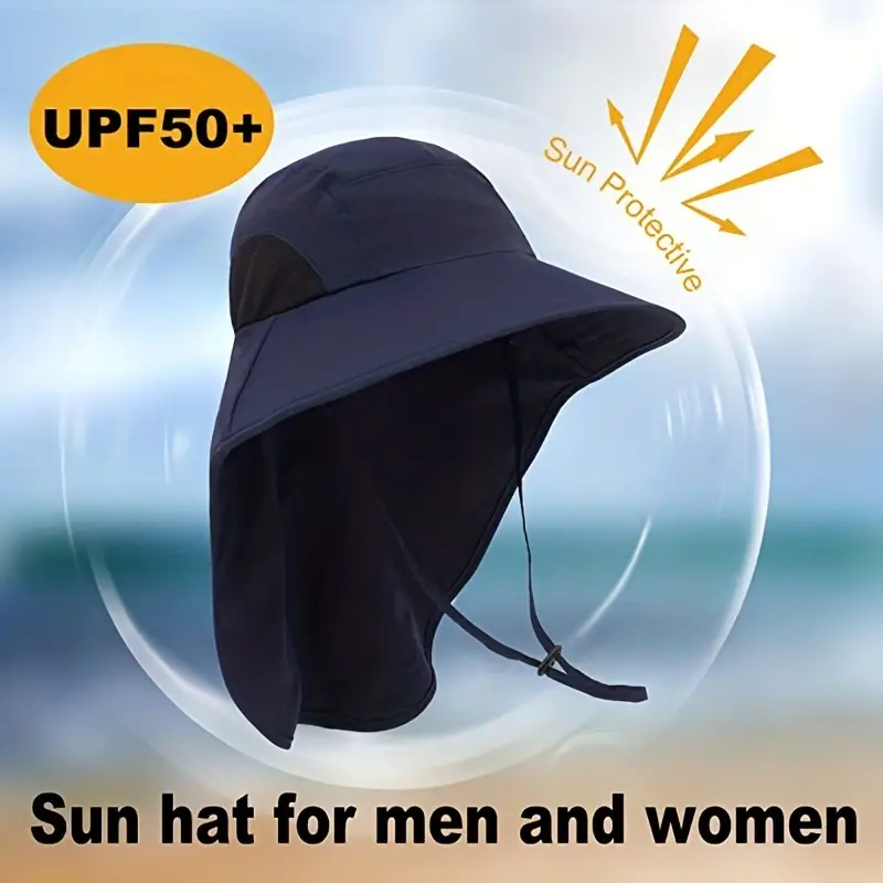 Upf 50+ Wide Brim Sun Hat Neck Flap Unisex Boonie Hat Men - Temu