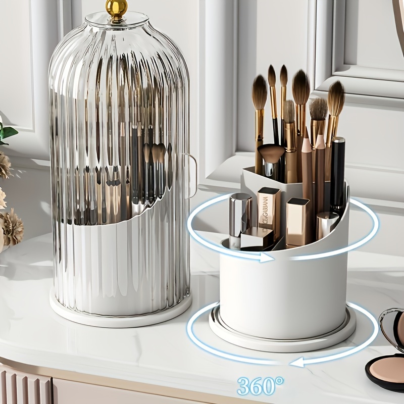 360 Degrees Rotating Makeup Brush Organizer Transparent - Temu