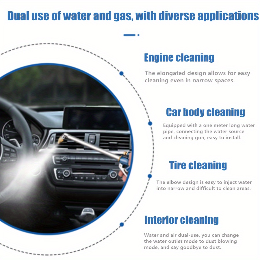 Car Engine Cleaner Tools, Auto Water Cleaning Nozzle Pneumatic Engine  Cleaner Pneumatic Washer Gun Hose Wash Universal Car Wash Tool