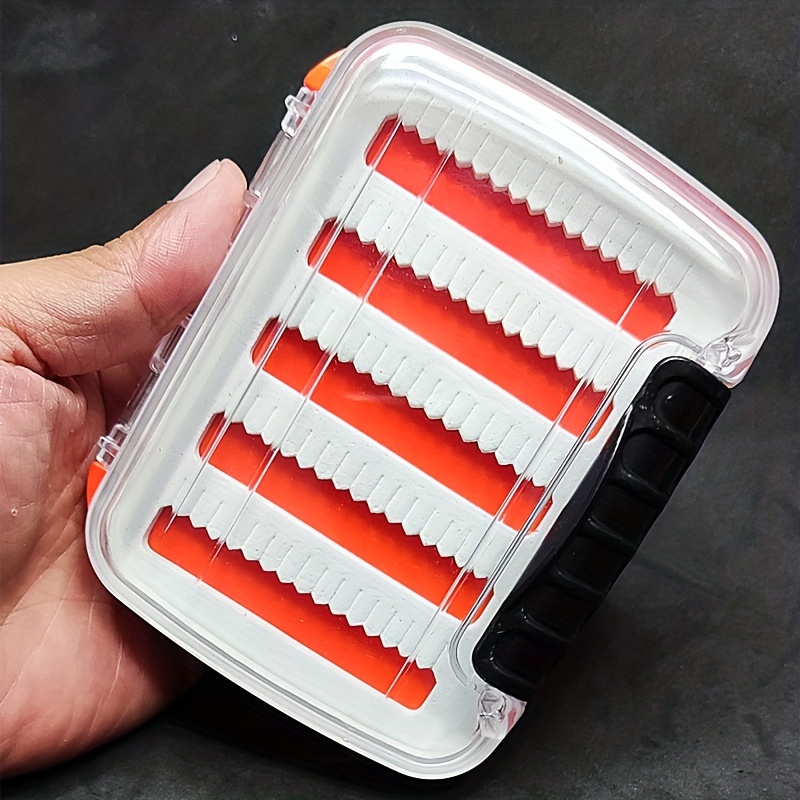 FAGINEY Fly Lure Box, Fishing Accessory,Double Side Plastic Fly Fishing  Baits Box Foam Padded Lures Holder Case Accessory