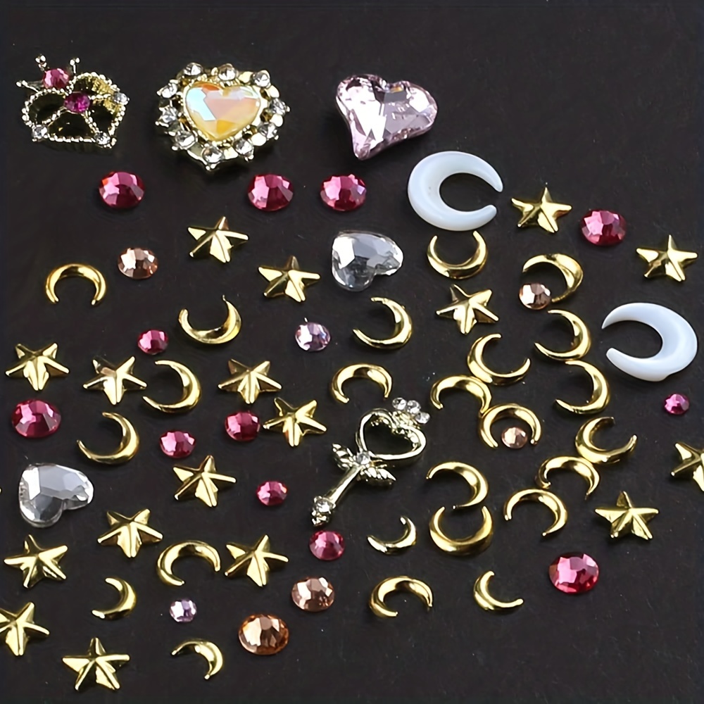 3D Mix Sailor Heart Nail Charms Colorful Moon Star Nail Rhinestones Alloy  Nail Charm Crystals Nail