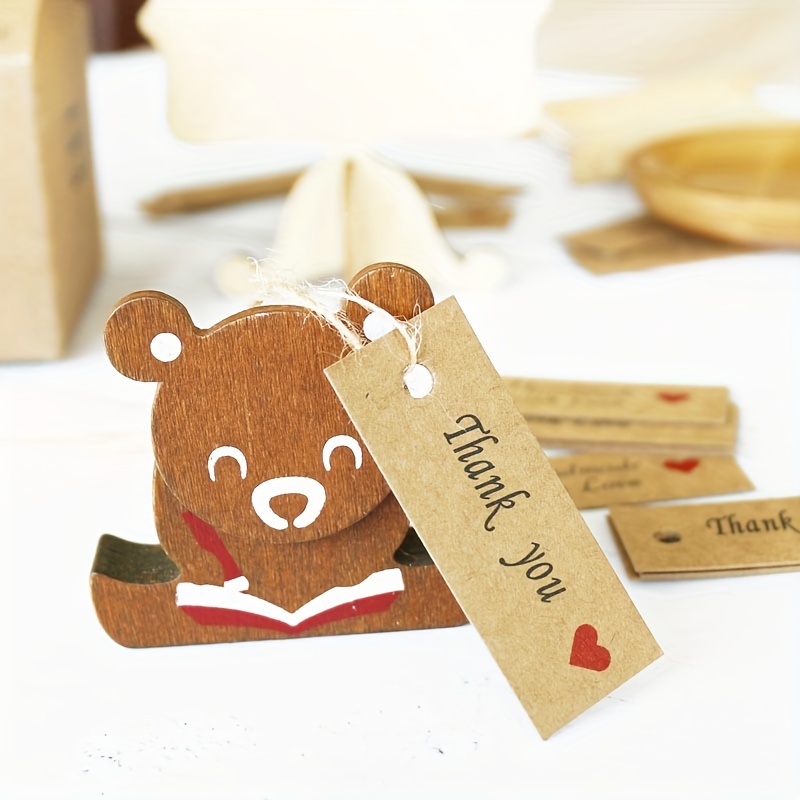 Craft Paper Tags 'HANDMADE WITH LOVE' & 'THANK YOU' Hand Made Gift Tags  3x2cm