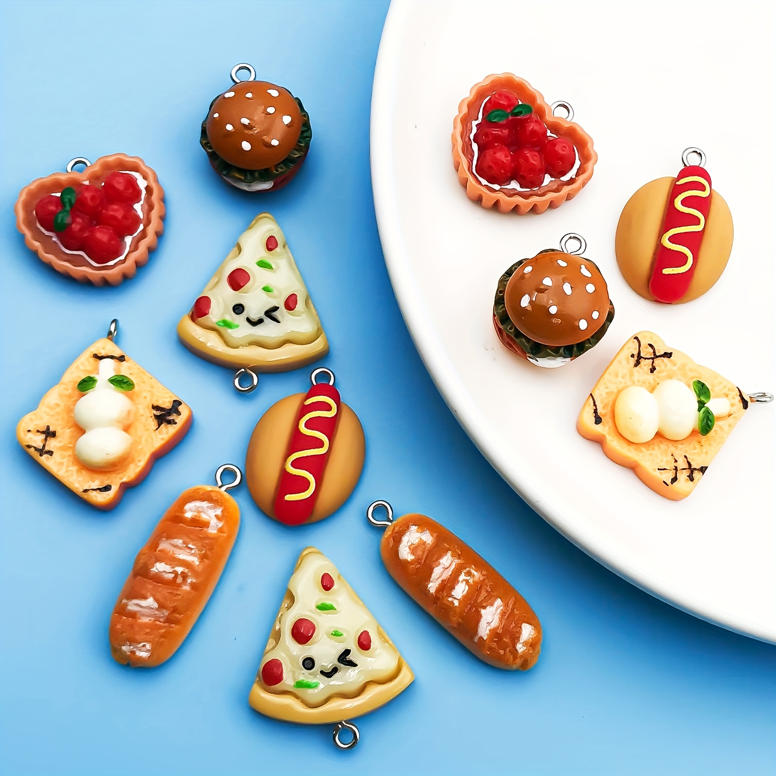12 Mini Toast Bread Hamburger Polymer Clay Charms Resin Food Pendants For  DIY Bracelets, Earrings, And Jewelry Making From Dennisevor, $10.53
