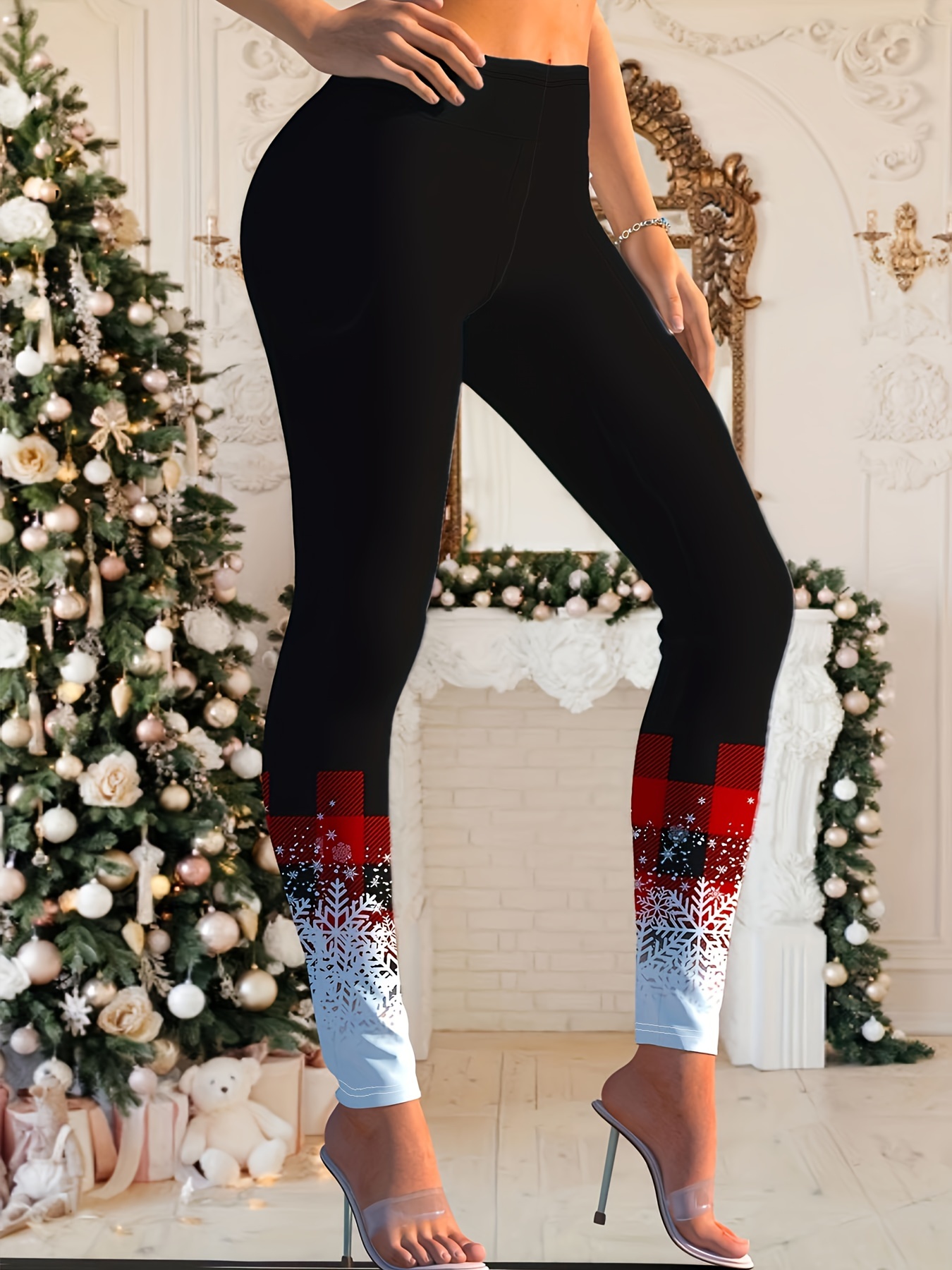Plus Size Christmas Leggings Women's Plus Christmas Bauble - Temu