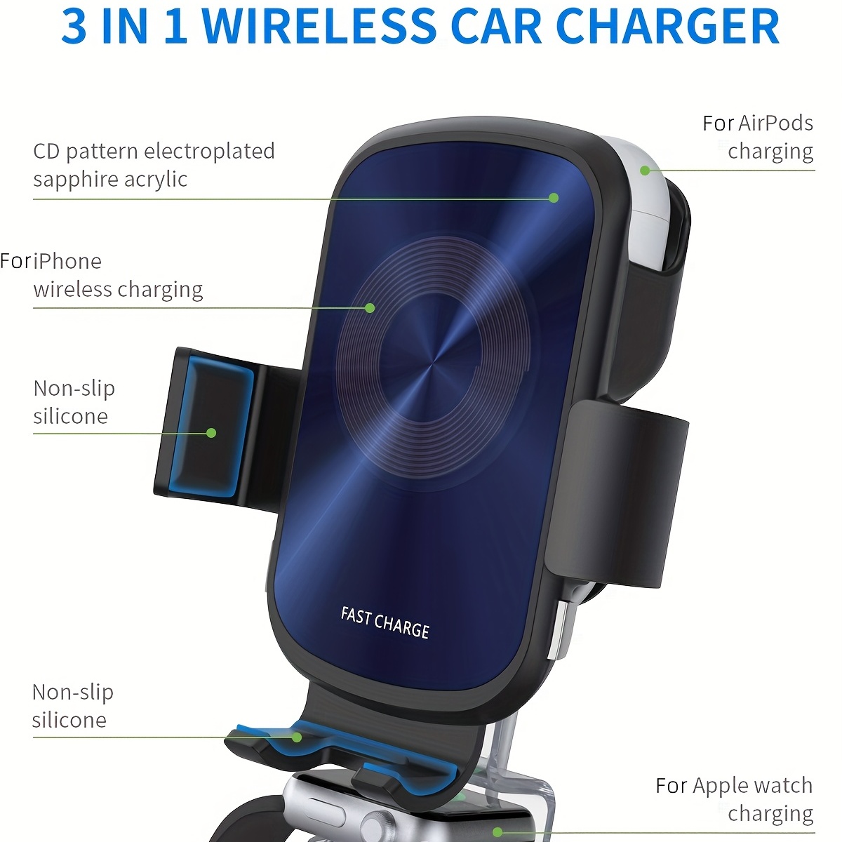 Cargador Inalambrico Soporte Para Auto Iphone 8/X Wireless