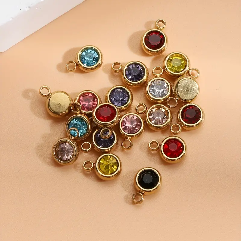 Stainless Steel Rhinestone Beads Golden Color Crystal Charms - Temu
