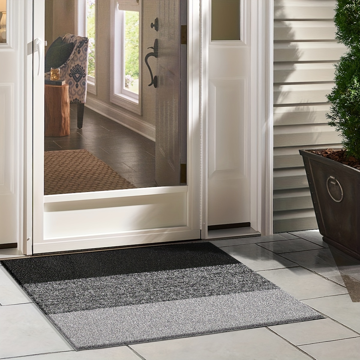 Door Mat, Welcome Mat Outdoor, Front Door Mat for Outside Entry, Doormat  Outdoor/Indoor Entrance, Front Door Rugs for Entryway Indoor, for Entryway,  High Traffic Areas (Grey)