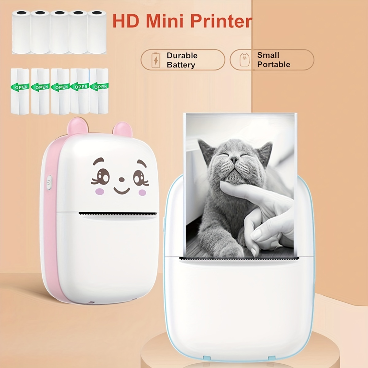Mini Color Printer 300DPI Portable Photo Mini Picture Printer Pocket DIY  Share 550mAh Zink Photo Printer