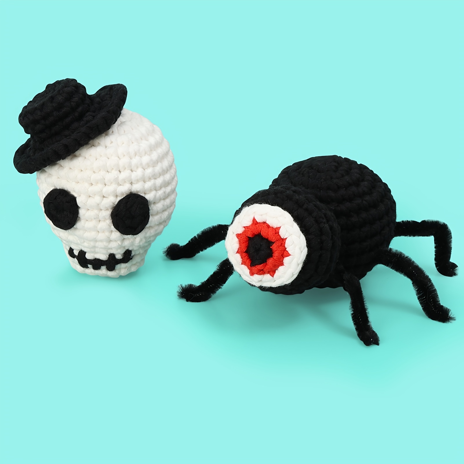 Quesisha Crochet Kit For Beginners With Easy Peasy Yarn,cute Skull&spider  Crochet Kit With Picture&text Instructions And Step-by-step Video Tutorials  For Complete Beginners Halloween Diy Creative Children's Gift - Temu Oman