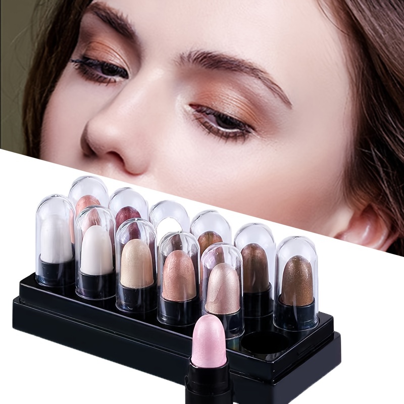 

12pcs/set Eyeshadow Stick Set Pearly Glitter Shimmer Durable Eyeshadow Set Lazy Eye Makeup Cosmetics