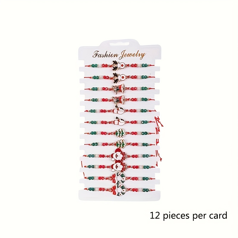 Image of 12pcs Christmas Series Alloy Fashion Adjustable Bracelet Used For Holiday Parties And Gatherings