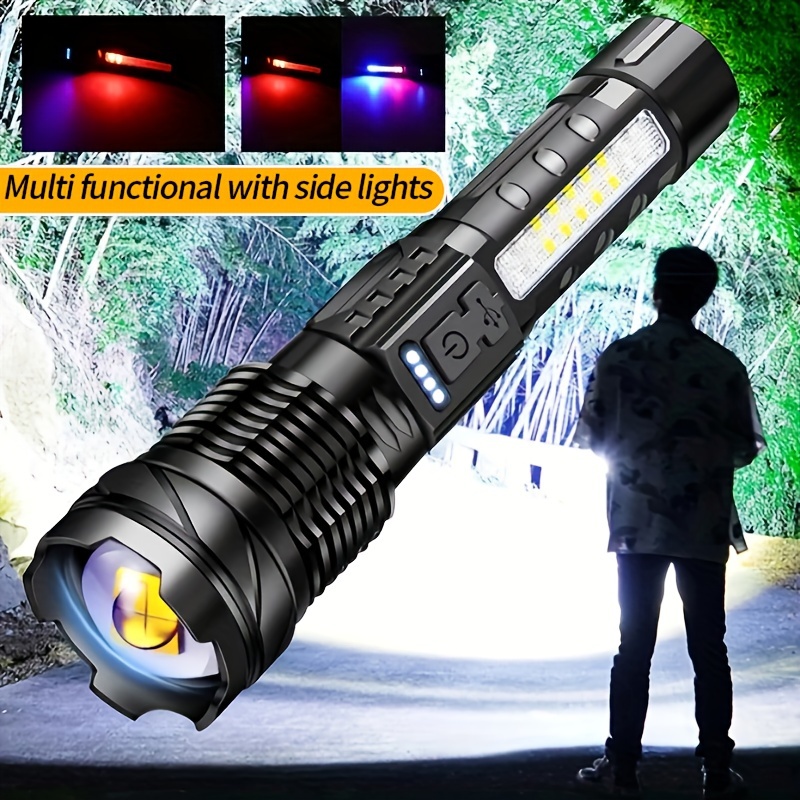 

1pc Super Powerful Rechargeable Torch Flood Light, For Outdoor Camping, Fishing, Hunting, Climbing, Adventure Emergency