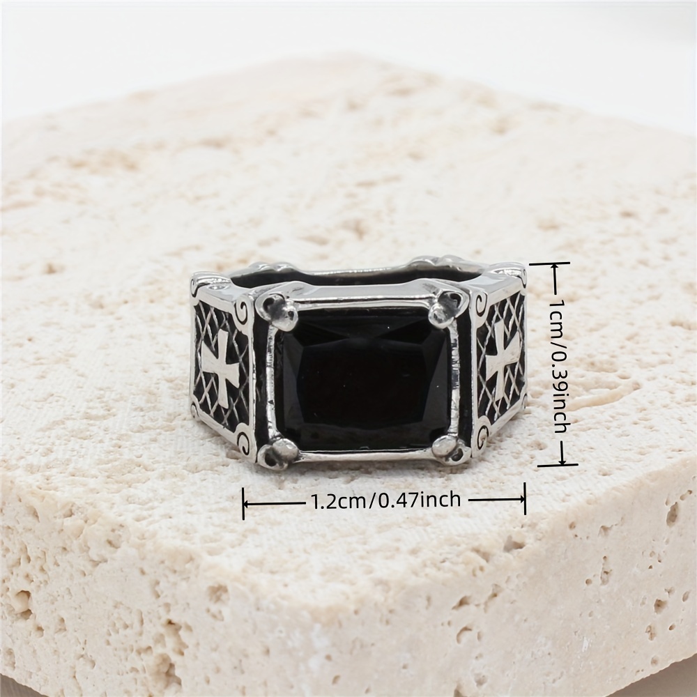 Men's Cross Ring, Hip Hop Stone Open Finger Ring