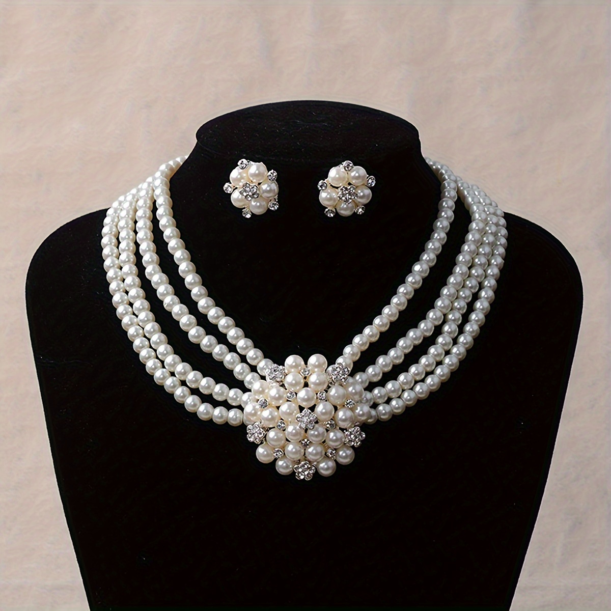 

Elegant Faux Pearl Jewelry Set Alloy Cluster Pearl Flower Necklace And Earrings Set Bridal Wedding Engagement Jewelry Accessories