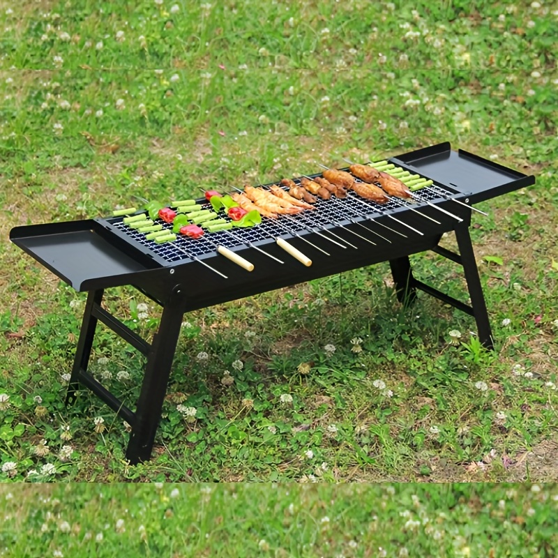 Sosoport Parrilla plegable de carbón shish kebab parrilla de picnic al aire  libre parrilla portátil barbacoa parrillas para asar carne Camping Grill