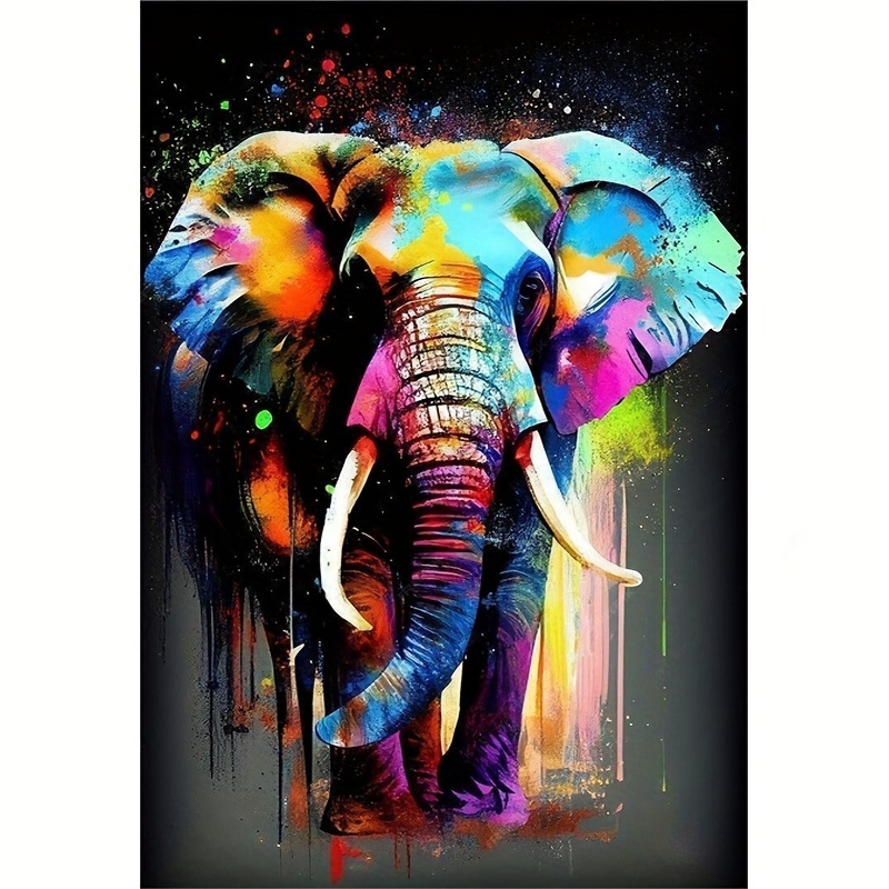 

5d Cube Diy Round Diamond Full Diamond Painting Art Elephant Diamond Cross Stitch Hanging Decoration, Suitable For Beginners And Handicraft Enthusiasts