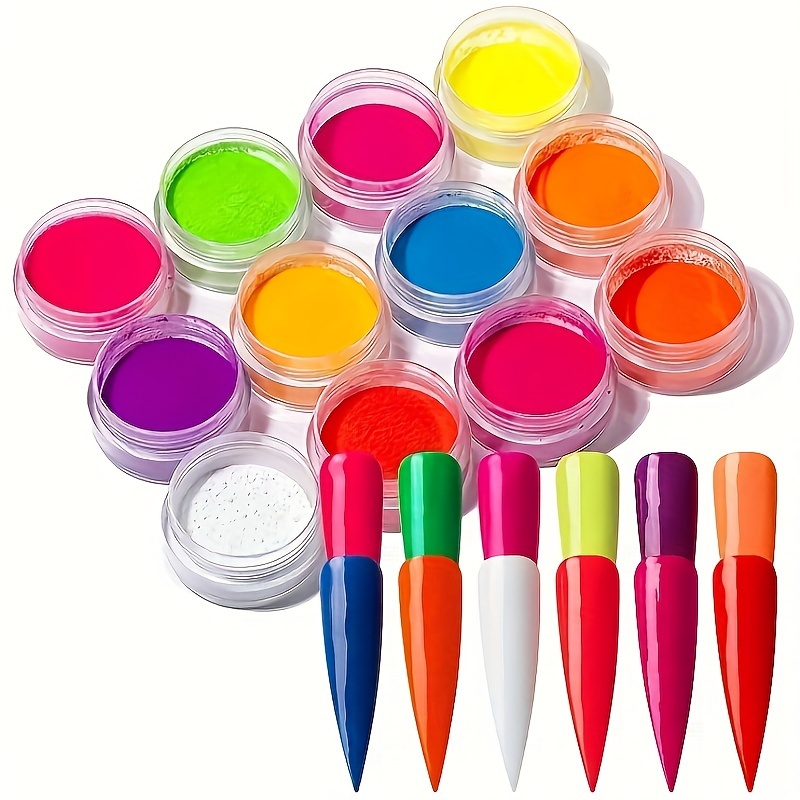 12 Jars Neon Pigment Powder Nail Kit 