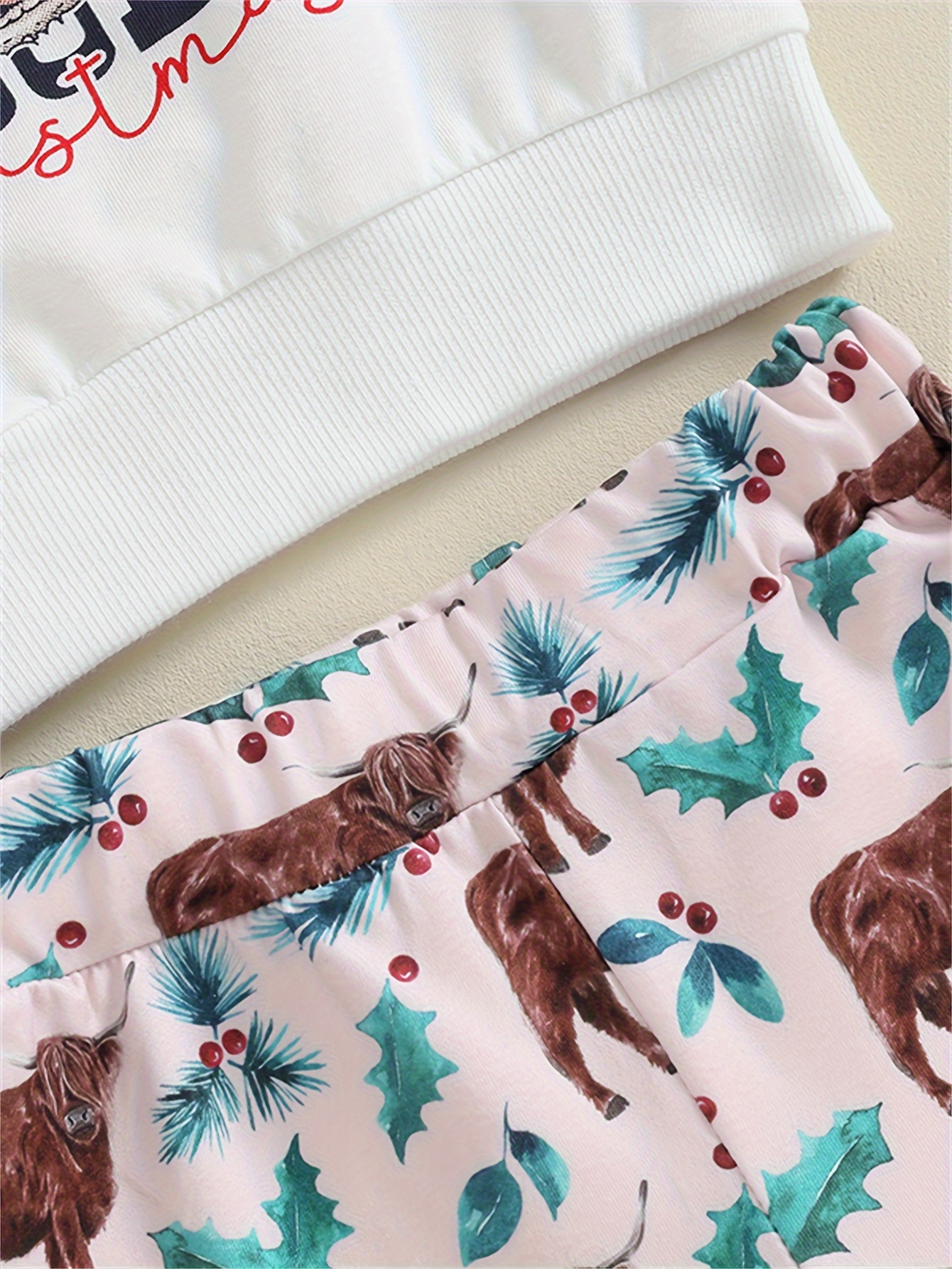 Baby Girl Cute Outfits - Long Sleeve Cartoon Bull Head Print Sweatshirt & Floral  Printed Flare Pants Set - Temu