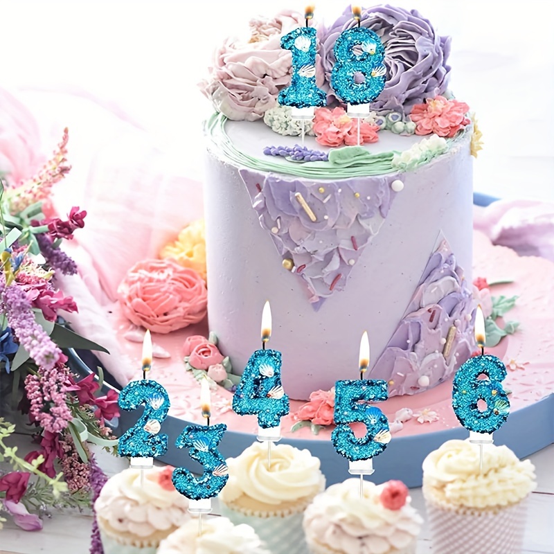 Acheter Bougie d'anniversaire 1 an, bougie d'anniversaire sirène pour  gâteau, décoration de bougie en forme de poisson de mer bleu scintillant  pour fournitures de décoration de fête