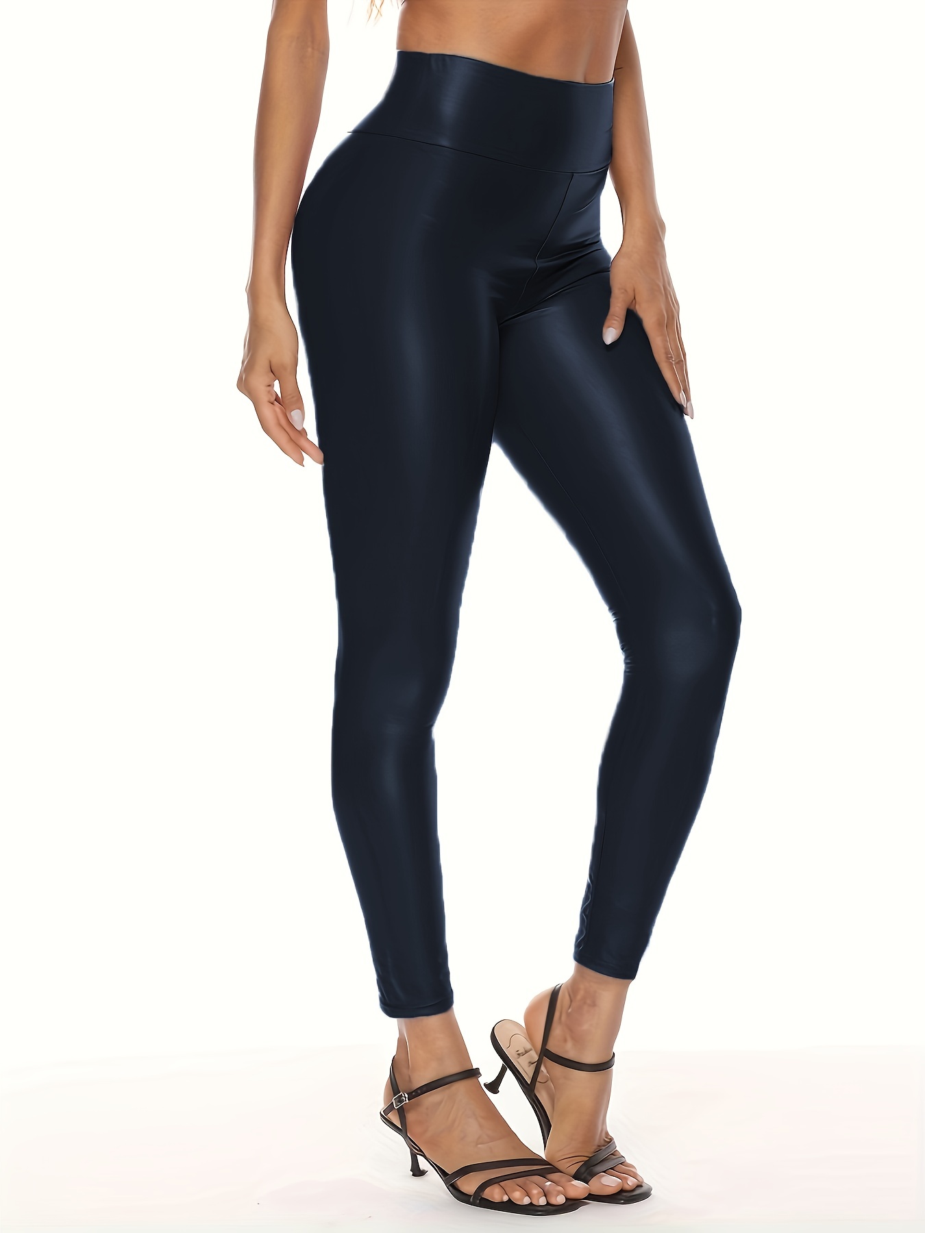 VIVVA® Magas derekú alakformáló leggings, műbőr, fekete - NEROFIT