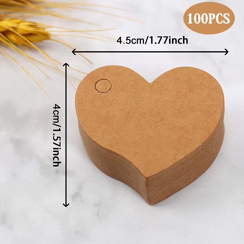 100 Pcs Tags with String White Kraft Heart Gift Tags 4x4.5 cm Valentine  Heart Shaped Paper Tags Blank Hang Tags for DIY Crafts Gift Wrapping Party