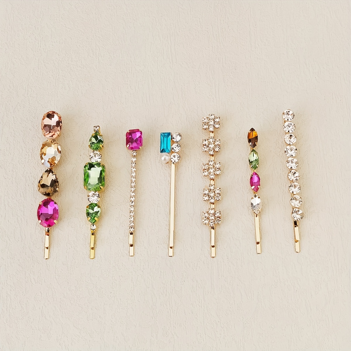 

7pcs/set Colorful Rhinestone Bobby Pin Side Clip Bangs Clip Exquisite Head Jewelry Daily Prom Party Hair Accessories