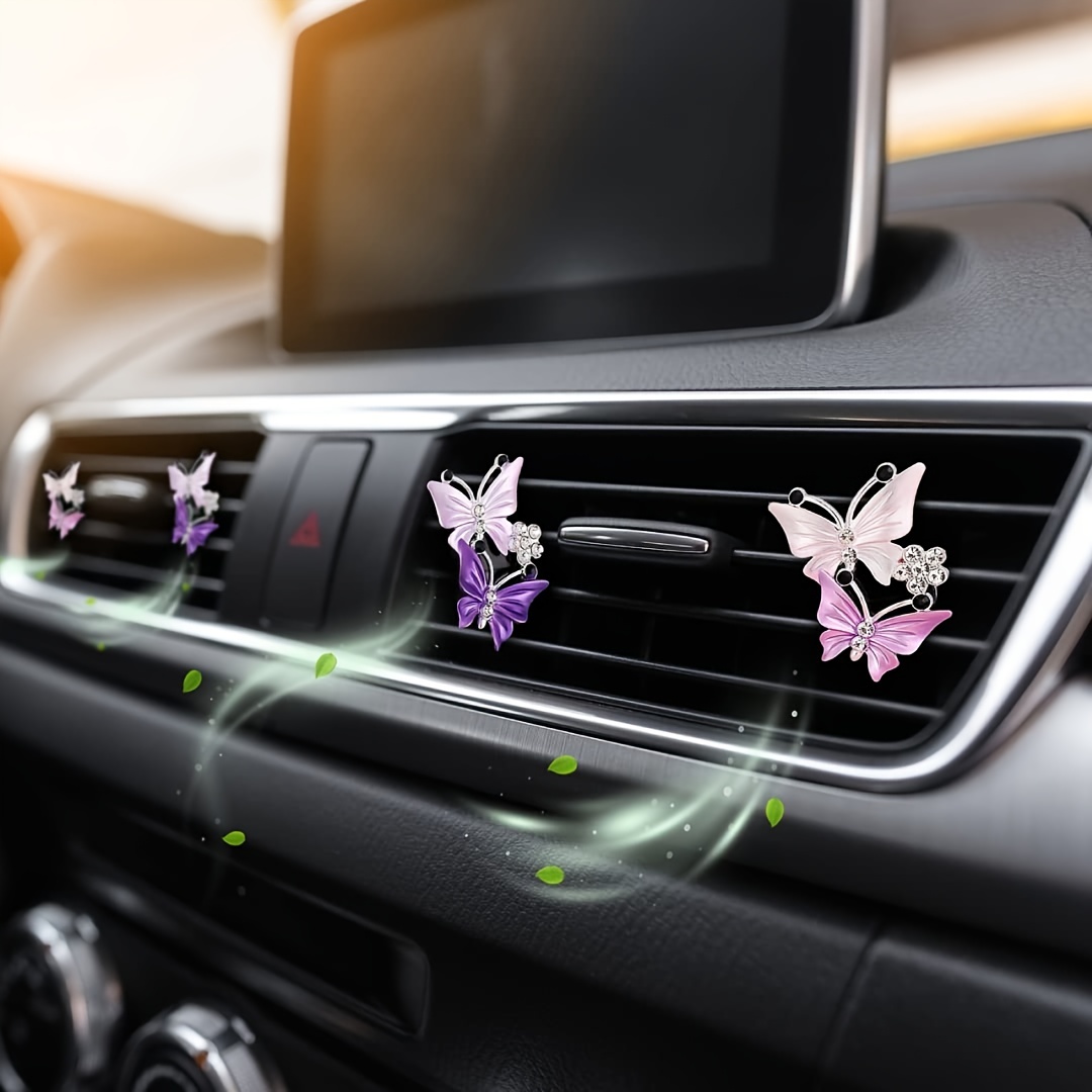 Bling Butterfly Car Accessories, Cute Car Air Freshener, Car Interior  Decoration Charm, Rhinestone Car Air Vent Clip, Glam Car Decor (Pink + Blue)