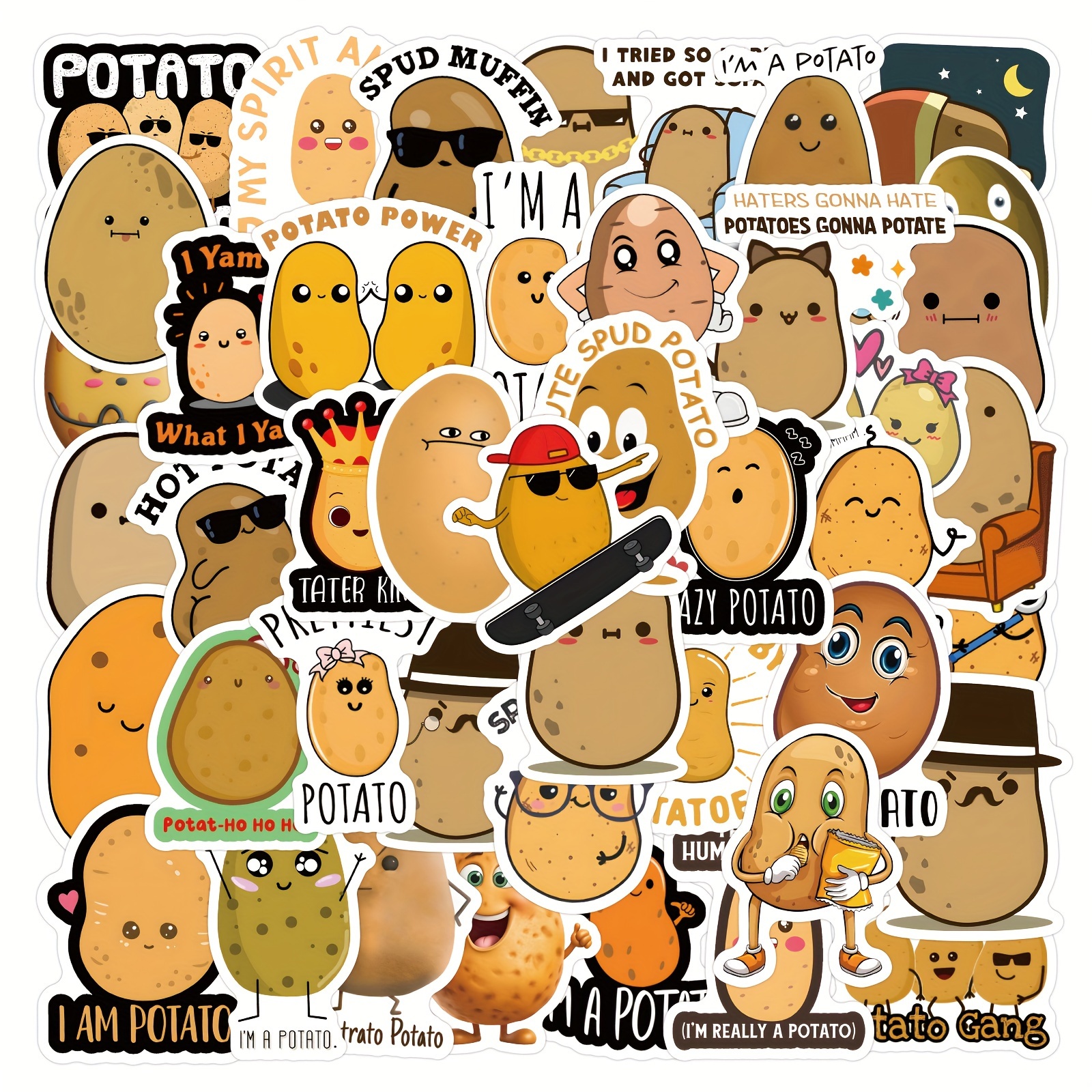 Cute Potato Stickers Roll Cute Potato Stickers For Laptop - Temu