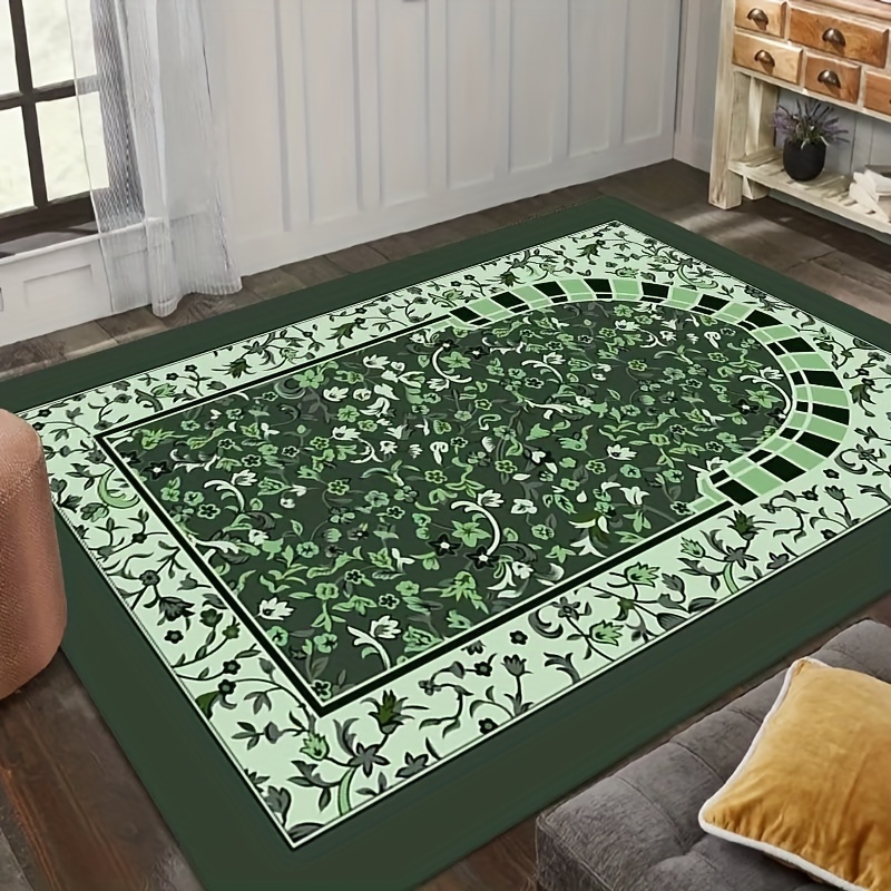 Green Outdoor Patio Rugs Plain Modern Garden Summer Mats Washable