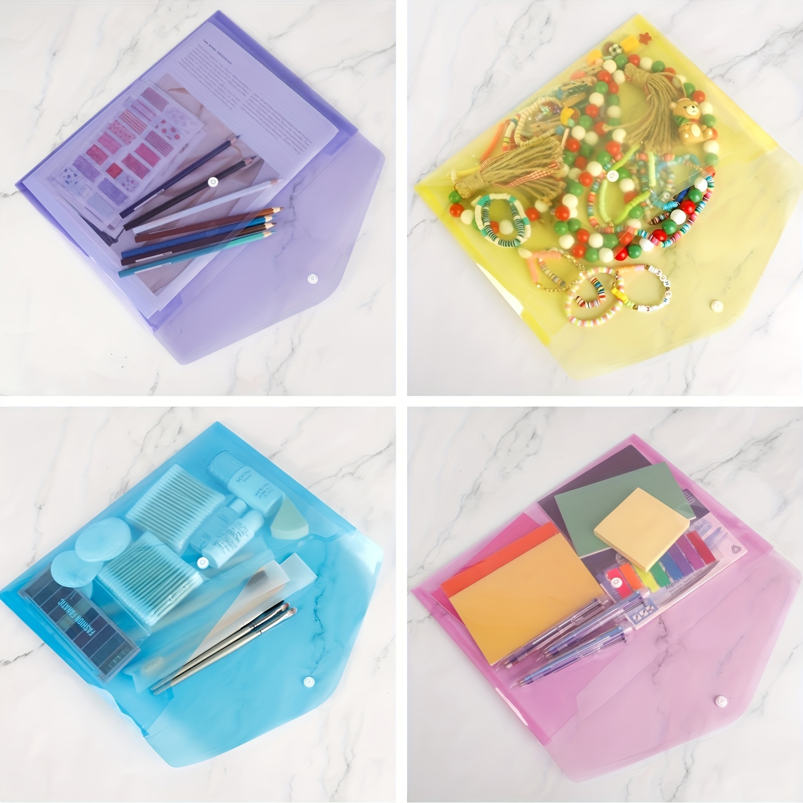 8 Colors A4 Plastic Envelopes Poly Envelopes Snap Closure Temu South