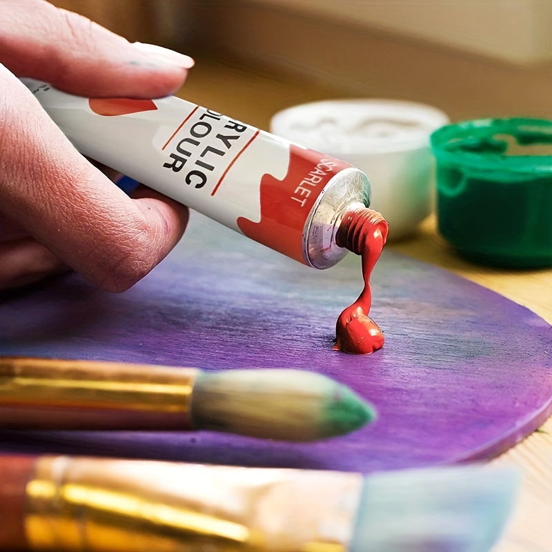 Juego completo de pintura acrílica – 24х ricos colores pigmentos – 12  pinceles de arte con cuchillo de pintura y esponja – para pintar lienzo