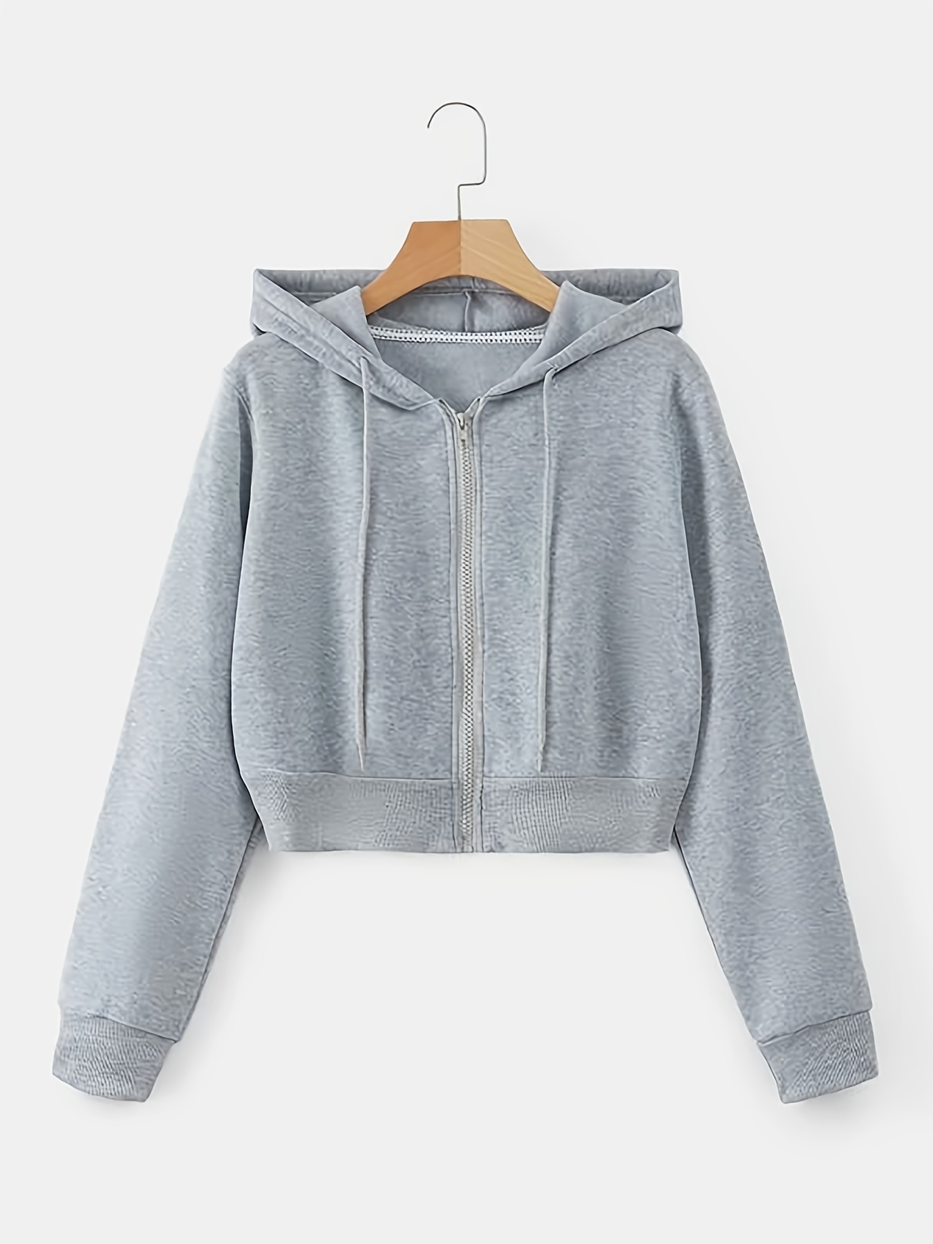 Light grey cropped zip up online hoodie