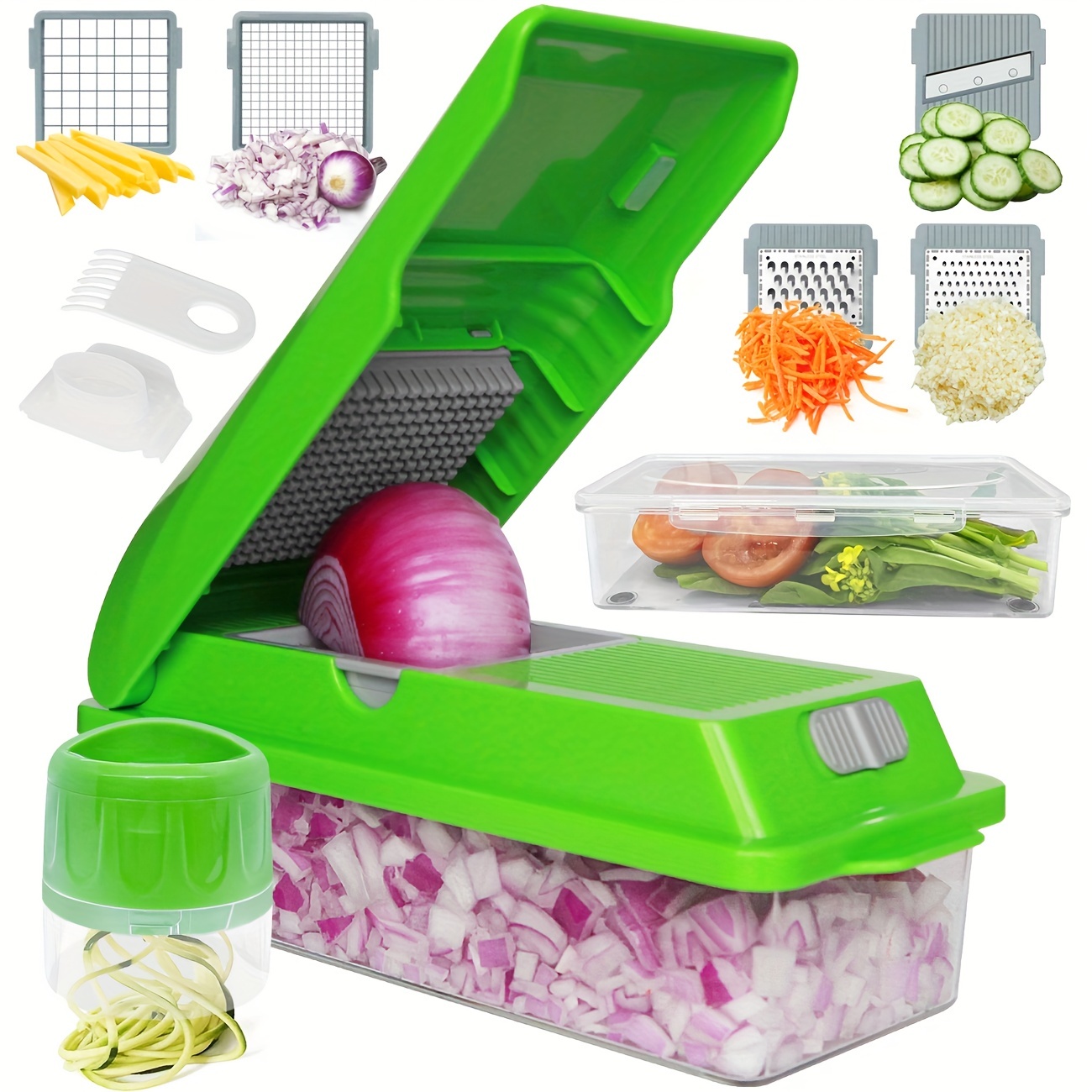 1 Set Vegetable Chopper, Pro Onion Chopper, Multifunctional 13 in 1 Food  Chopper, Kitchen Vegetable Slicer Dicer Cutter,Veggie Chopper With 8  Blades,Carrot and Garlic Chopper With Container