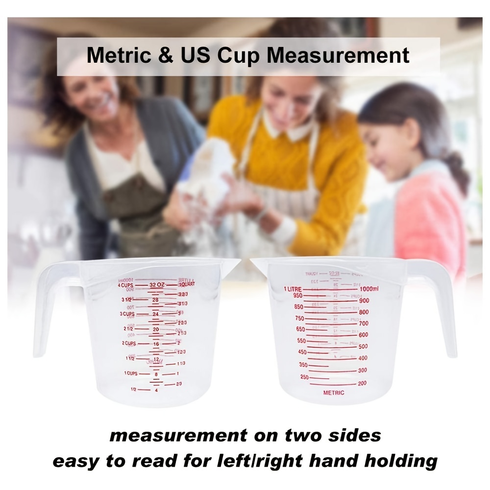  Plastic Measuring Cup choice of 1-Cup, 2-Cup, 4-Cup or Set of 3  pcs with Grip and Spout easy to read (1-Cup): Home & Kitchen