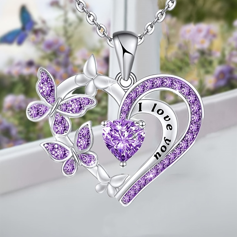 Simple Jewelry Set Heart Shaped Zircon Charm Necklace Stud - Temu