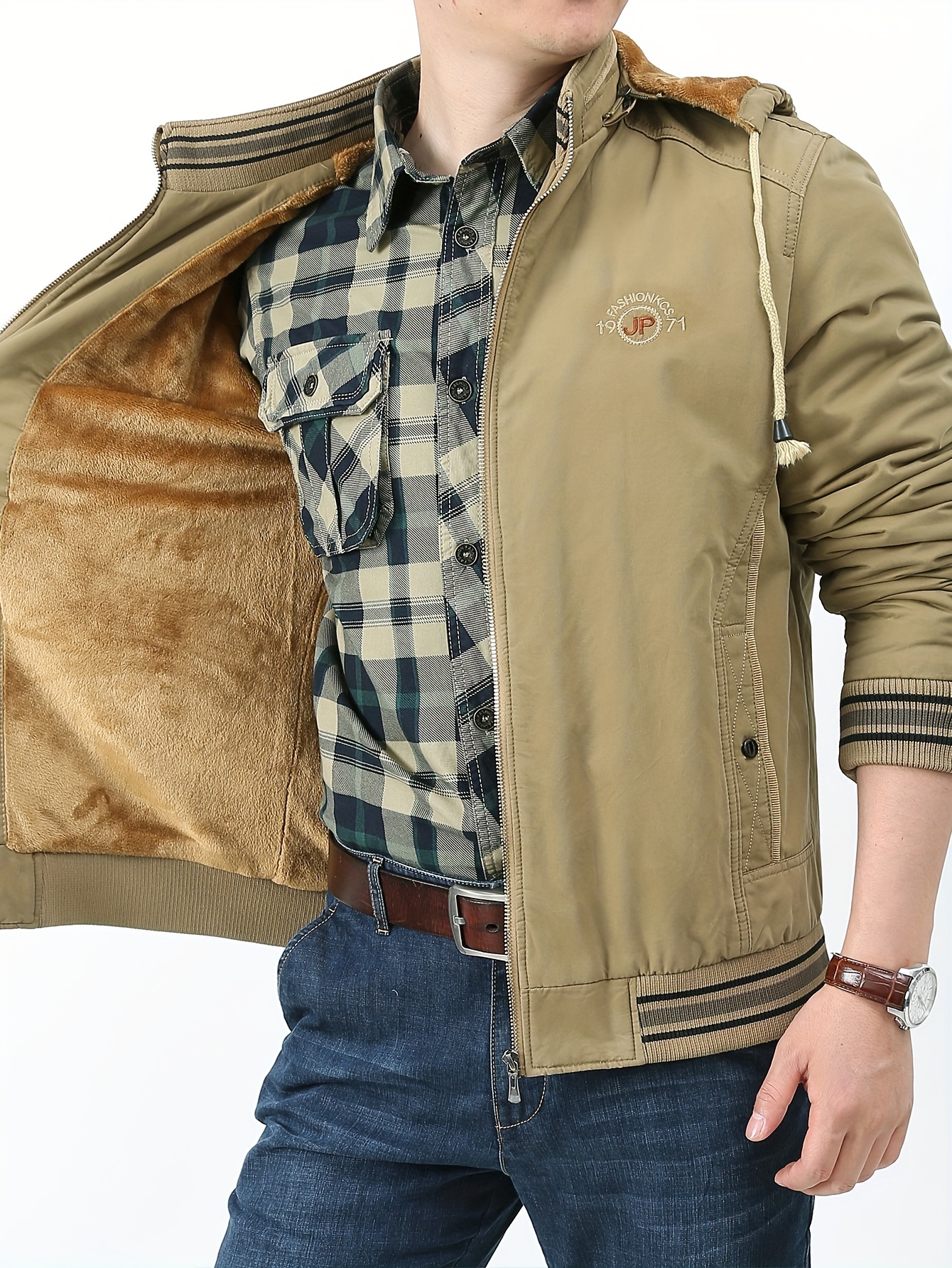 Men's Cotton Warm Reversible Jacket For Fall Winter Business, Father's Gift  - Temu