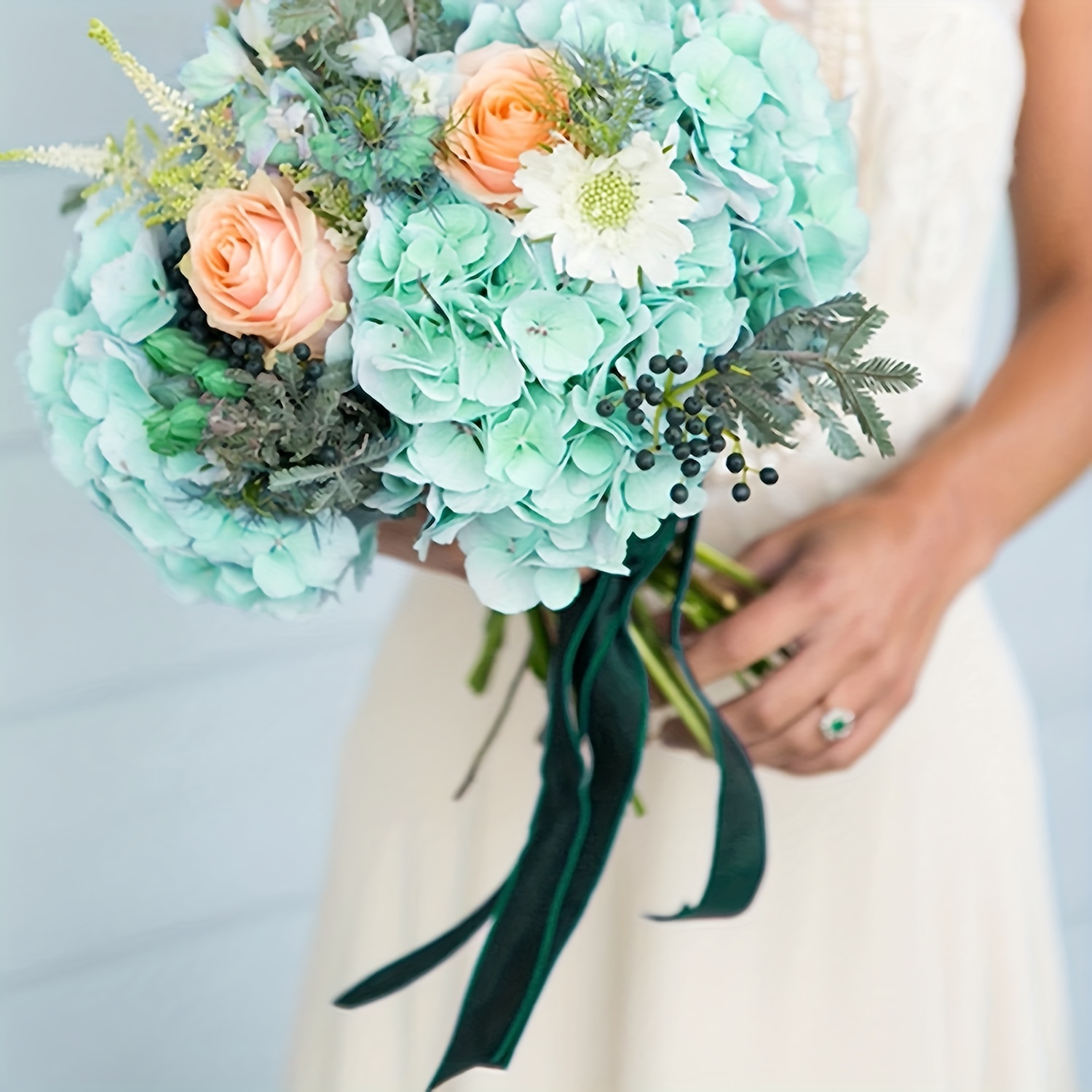 Fringe Edge Handmade Dark Green Chiffon Ribbon for Flower Bouquet