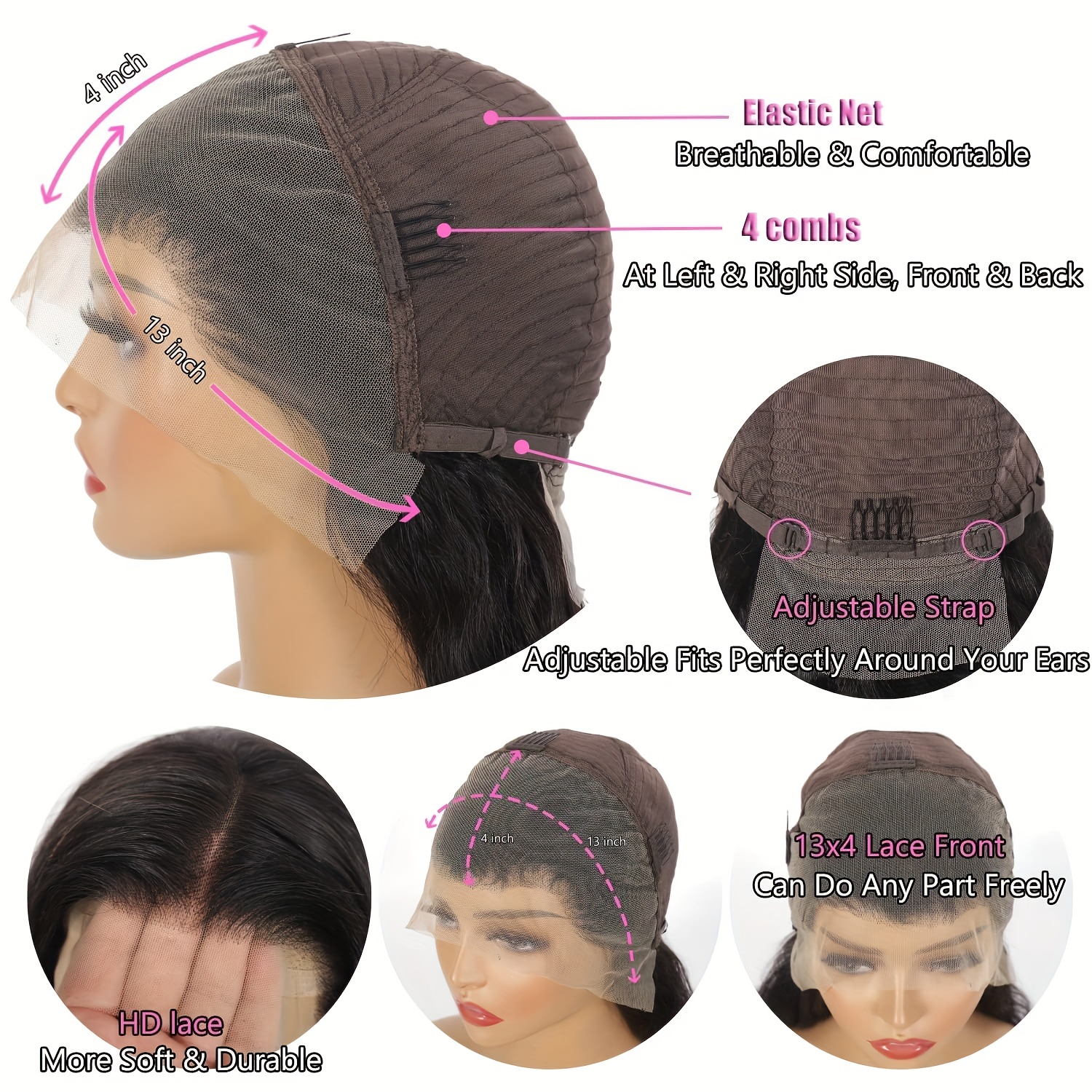 Headband For Closure Frontal Wigs Adjustable Elastic Lace - Temu