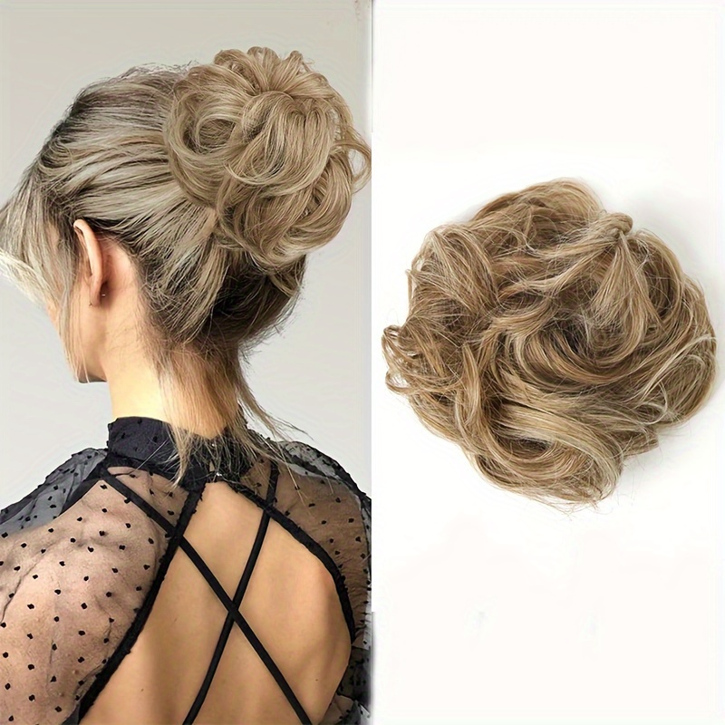 Messy Hair Bun Hair Extensions Synthetic Elastic Scrunchies - Temu