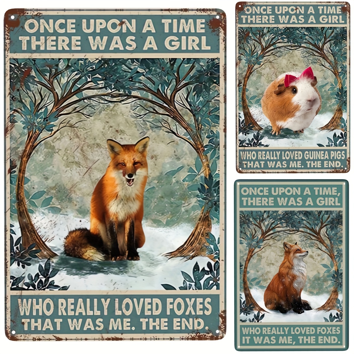 1pc Metal Tin Sign Once Upon A Time There Was A Girl Who Really Loved Foxes Metal Sign Man Cave Sign Wall Decor Gift 8x12 Inches