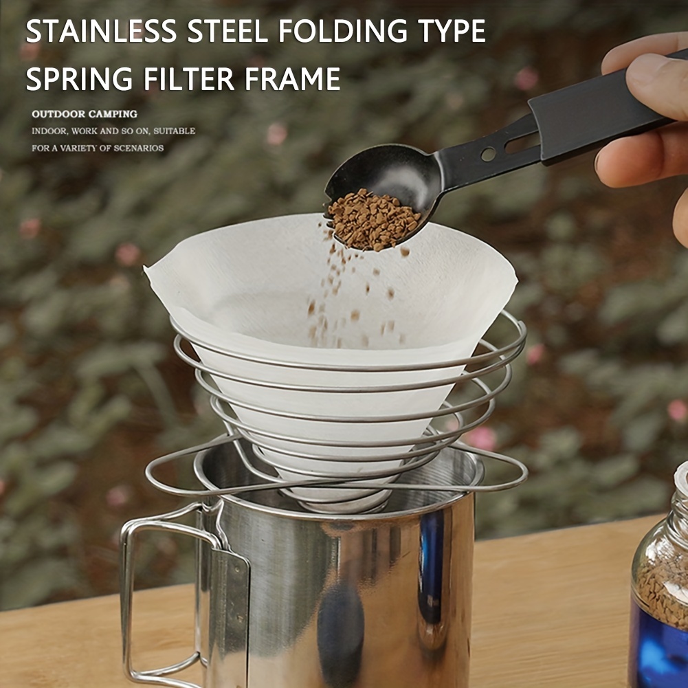 Folding Hand Brewed Coffee Filter Coffee Dripper Cone For Drip Coffee And  Tea With Stainless Steel Holder No Filter Paper For Rv Outdoor Camping  Picnic Office Travel Coffee Maker Coffee Bar Accessories