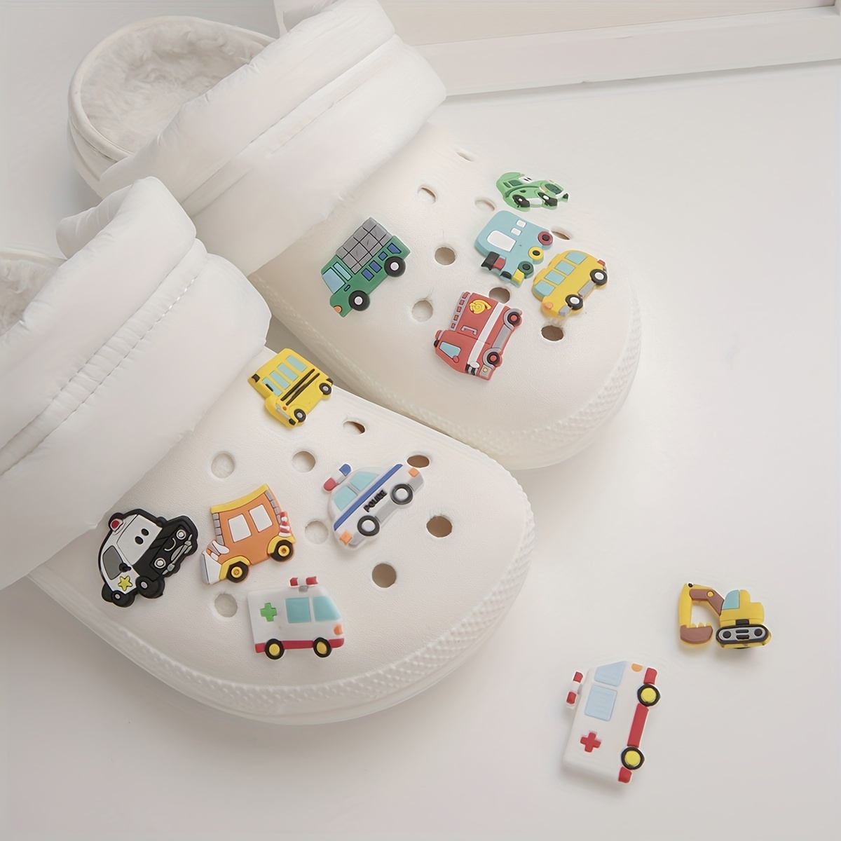 20pcs Cars Theme Shoe Charms Cartoon Shoes Decoration For Kids Boys Girls  Diy Croc Clog Sandals Bracelet Decor Accessories Party Favors