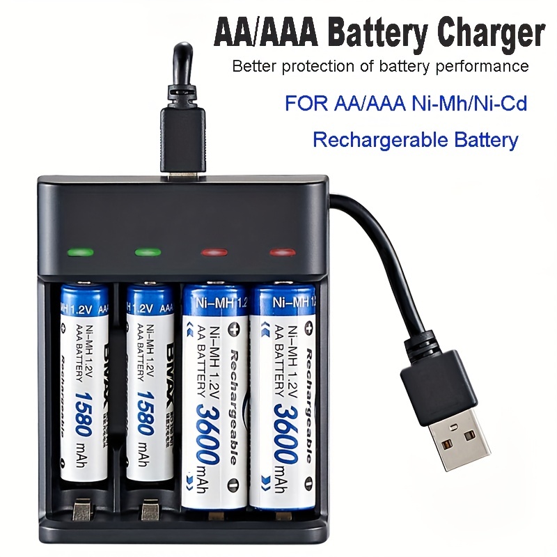 DC5V 1A 1.2V 4 fentes AA/AAA chargeur de batterie rechargeable adaptateur  prise USB 