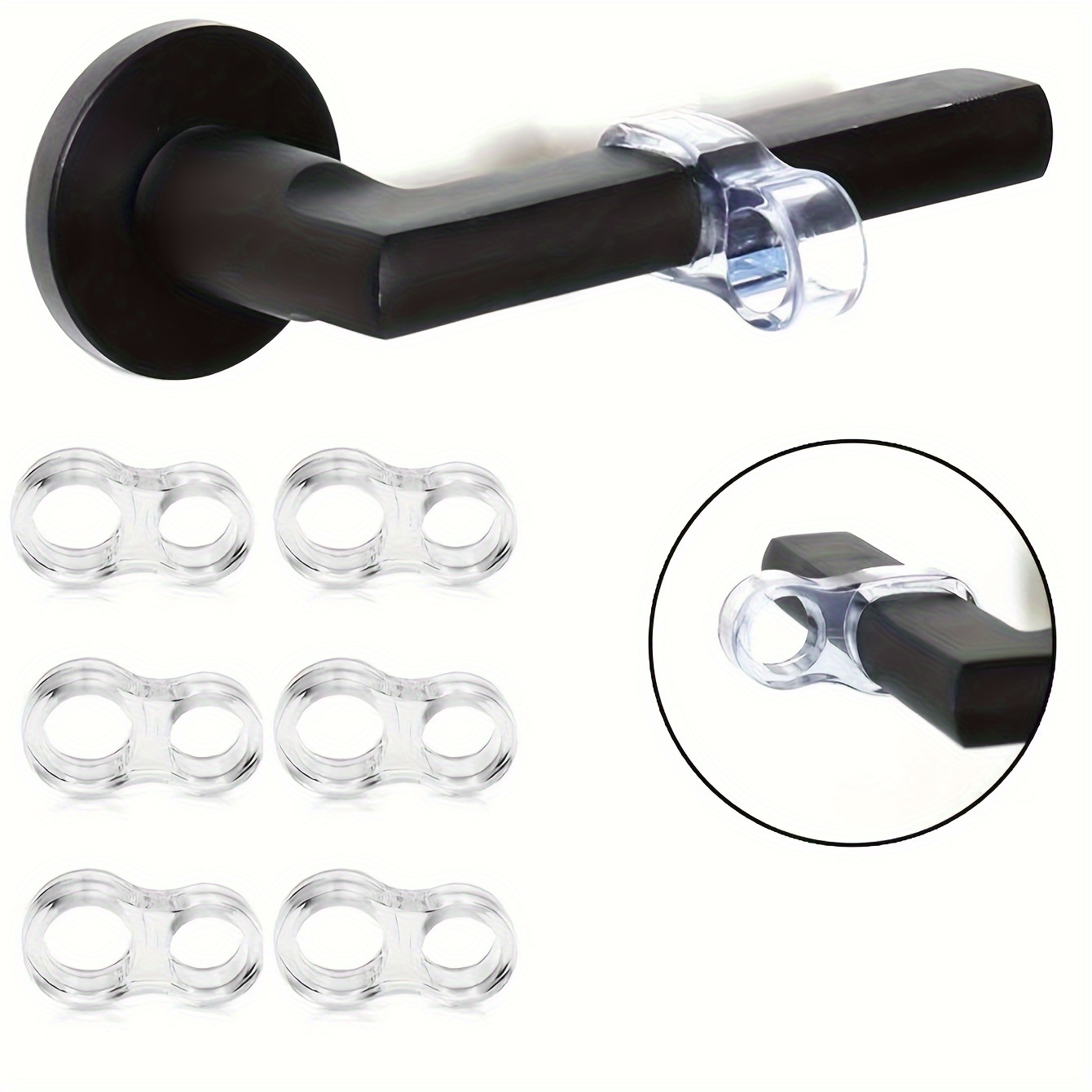 TEMU Juego de 2/6 anillos anticolisión: Parachoques transparentes de PVC para manijas de puerta, de puerta silencioso, protectores de manija de