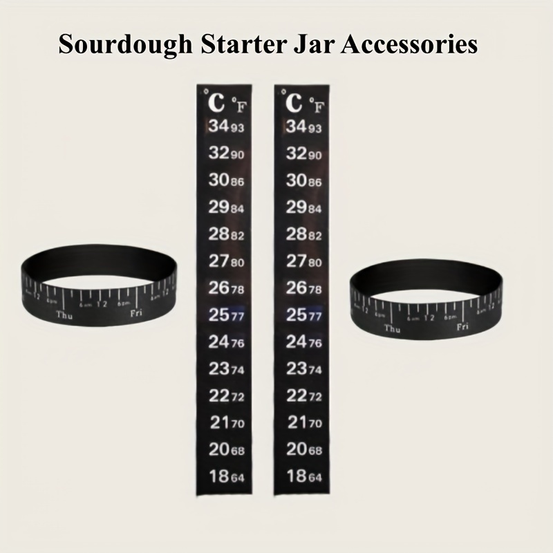 

2 Sets, Replacement Set Accessories For Sourdough Starter, Jar Kits With Temperature Gauge And Date Bands To Upgrade Your Fermenting Experience