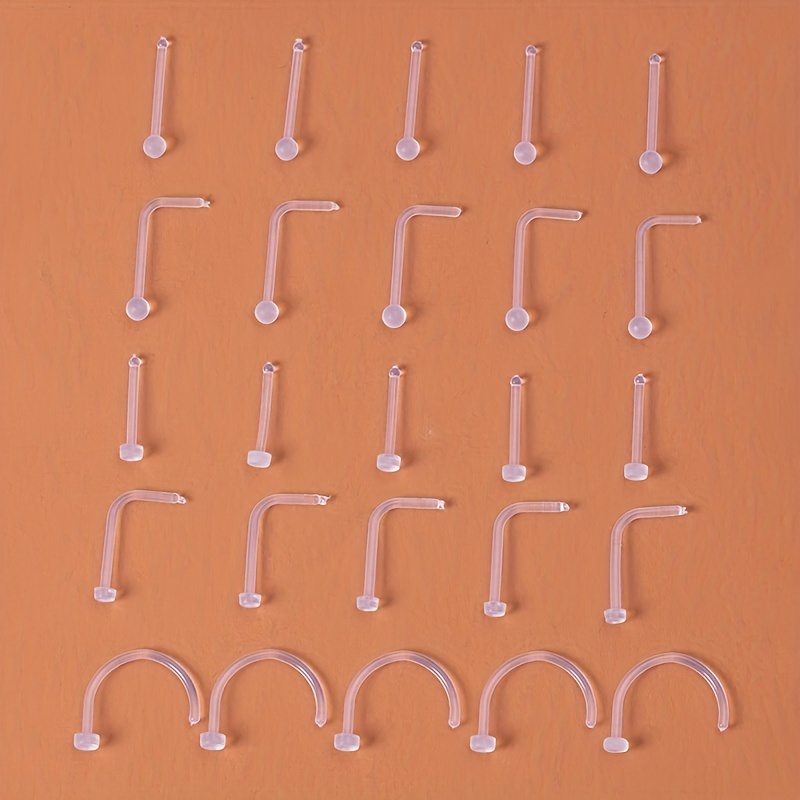 10pcs Clear Acrylic Nose Stud Earrings Set